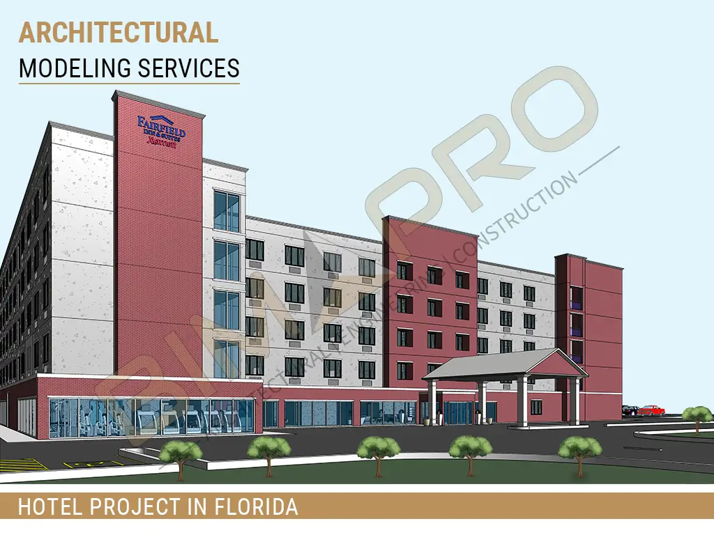 Architectural BIM Modeling services in Florida based Hotel Project BIMPRO USA