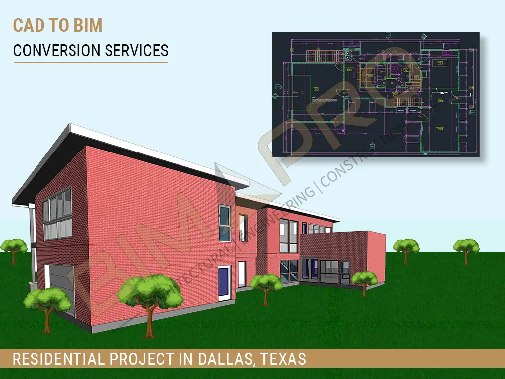 CAD to BIM Modeling Services for Residential project in Dallas Texas - BIMPRO LLC USA