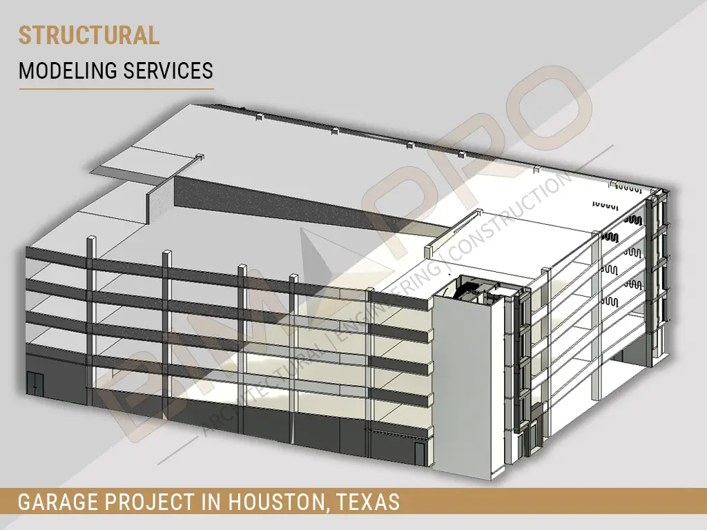 Structural modeling services for Garage project - Houston, TX- BIMPRO LLC USA