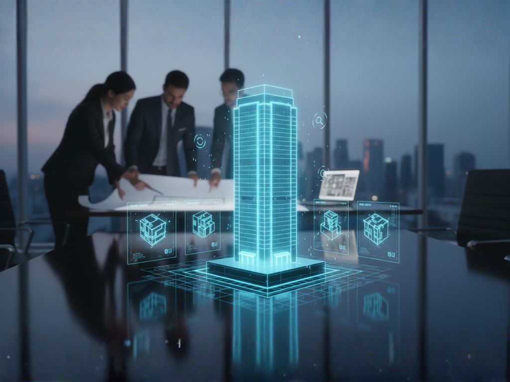 Technician scanning building with point cloud converting into BIM model