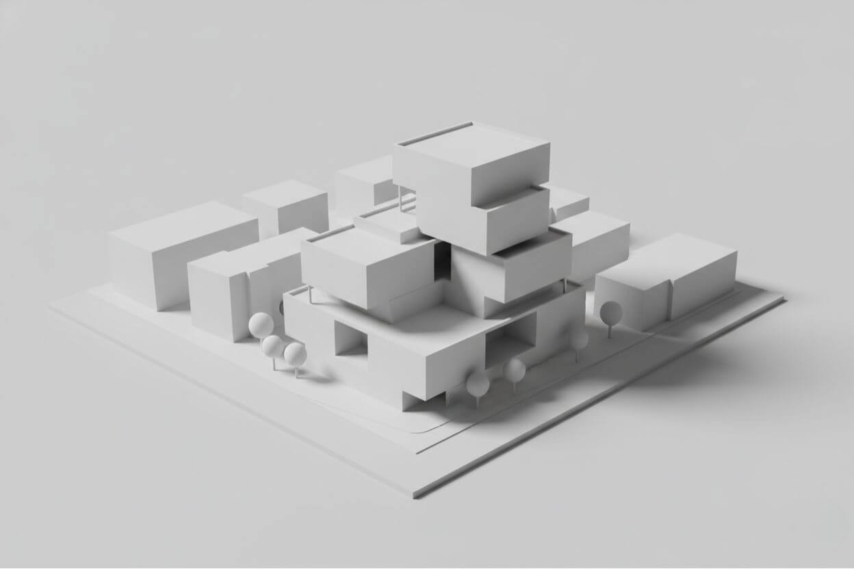 Concept and massing 3D architectural model used for early design development and feasibility study in USA projects