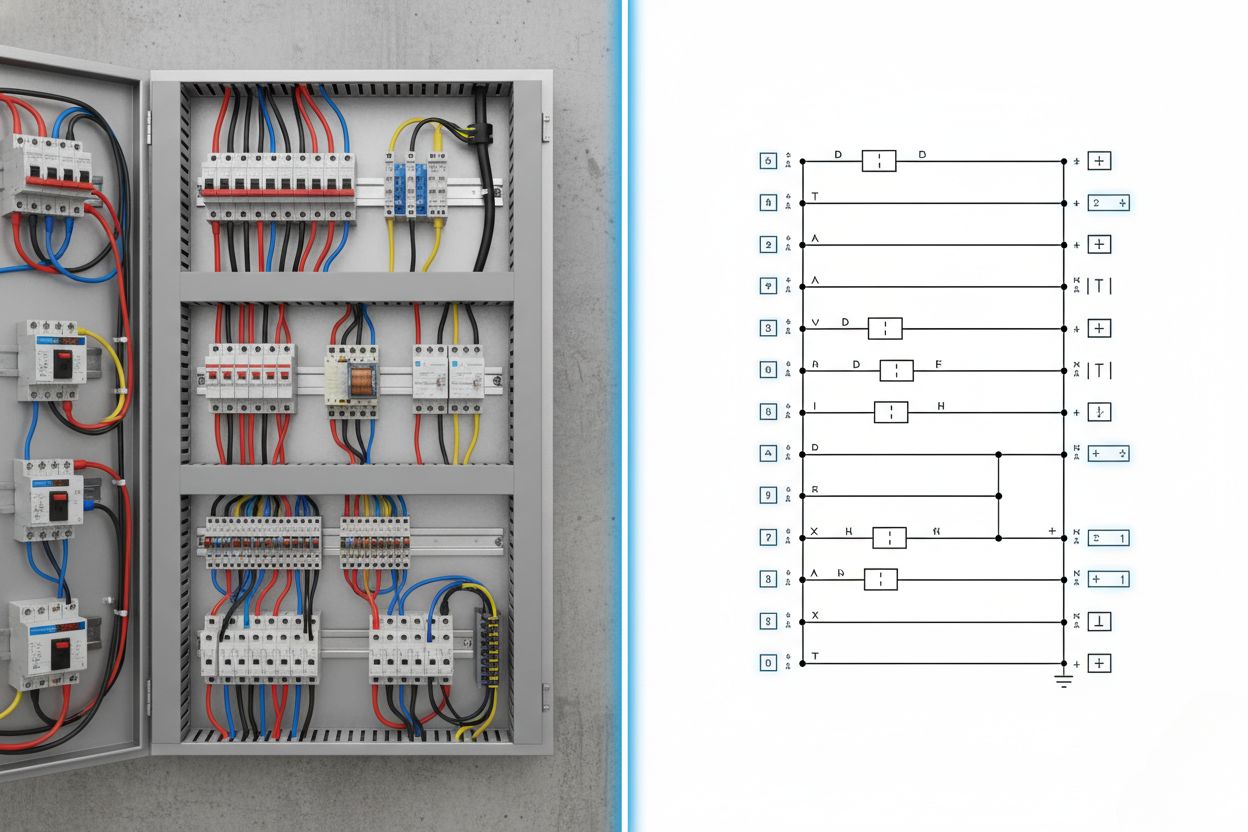 Control panel layout and electrical schematic ladder diagram
