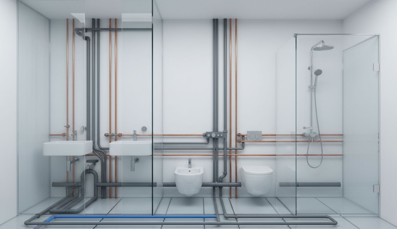 Plumbing shop drawings and fabrication model showing LOD 400 pipe assemblies with hanger details and spool sheets for off-site fabrication