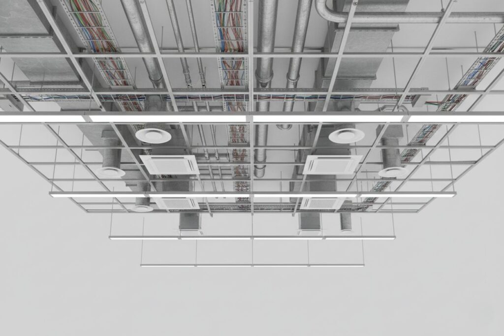 Reflected ceiling plan showing lighting and diffuser layout