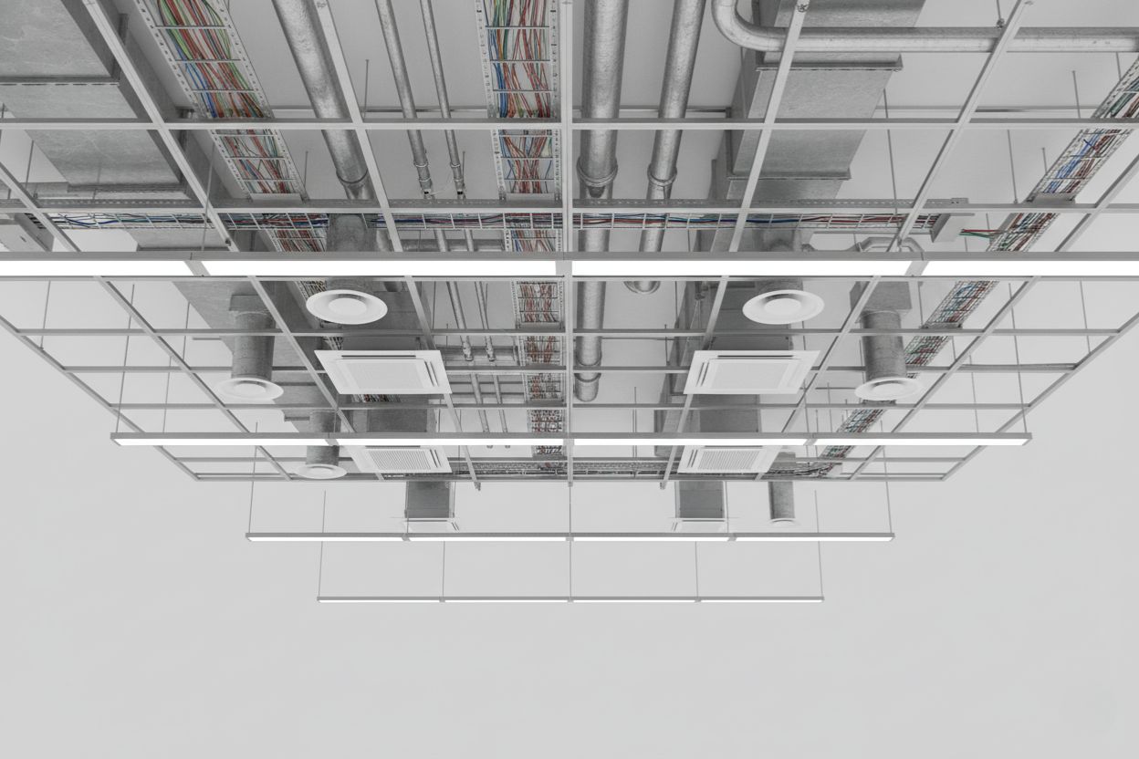 Reflected ceiling plan showing lighting and diffuser layout
