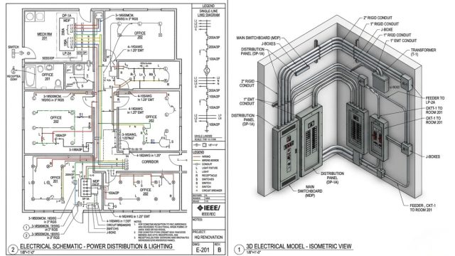 Electrical Drafting Services – 2D electrical layout converted to a 3D model by BIMPRO Electrical Drafting Services – 2D electrical layout converted to a 3D model by BIMPRO