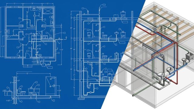 Plumbing Drafting Services – 2D plumbing layout with pipe sizes and fixtures by BIMPRO Plumbing Drafting Services – 2D plumbing layout with pipe sizes and fixtures by BIMPRO
